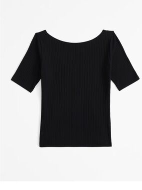 Abercrombie & Fitch Black Ribbed Short Sleeve Top